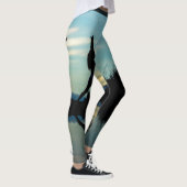 Yoga-Thema Silhouette mit Wasserreflektion Leggings (Rechts)