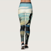 Yoga-Thema Silhouette mit Wasserreflektion Leggings (Rückseite)