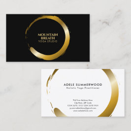 Yoga Theme Golden Enso Circle Motif Black Visitenkarte
