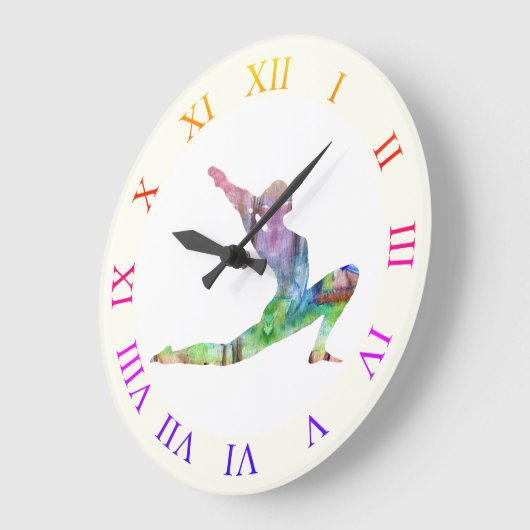 Yoga Time Große Wanduhr (Winkel)