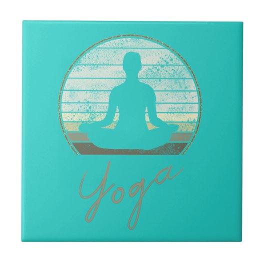 Yoga Training Vintag Design Meditation oder Pilate Fliese (Vorderseite)