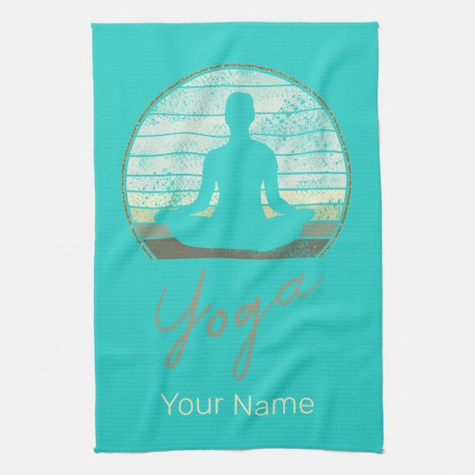 Yoga Training Vintag Design Meditation oder Pilate Geschirrtuch (Vertikal)