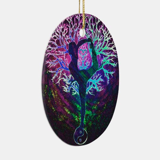 Yoga Tree Peace Rainbow Keramik Ornament (Rechts)