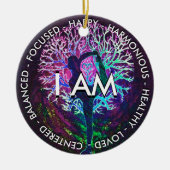 Yoga Tree Peace Rainbow Positive Affirmative Keramik Ornament (Vorne)