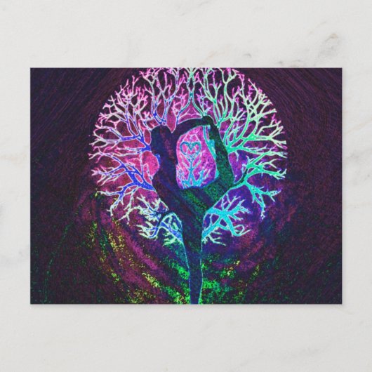 Yoga Tree Peace Rainbow Postkarte (Vorderseite)