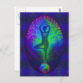 Yoga Tree Peace Rainbow Postkarte (Vorne/Hinten)