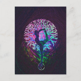 Yoga Tree Peace Rainbow Postkarte