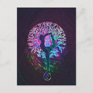 Yoga Tree Peace Rainbow Postkarte