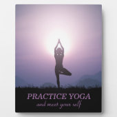 Yoga Tree Pose Black Lila Motivierend Zitat Fotoplatte (Vorderseite)