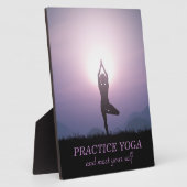 Yoga Tree Pose Black Lila Motivierend Zitat Fotoplatte (Seite)