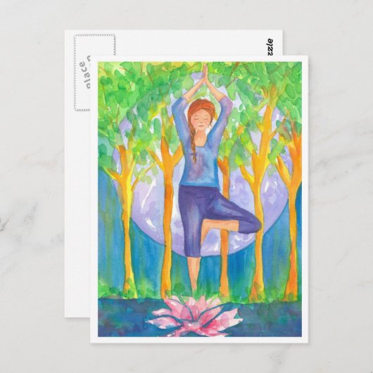 Yoga Tree Pose Lotus Blume Postkarte (Vorne/Hinten)