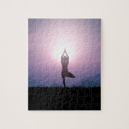 Yoga Tree Pose Vrksasana Black Lila Puzzle