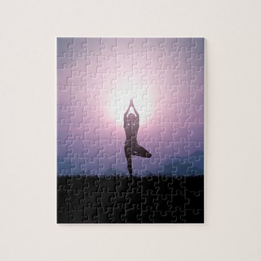Yoga Tree Pose Vrksasana Black Lila Puzzle (Vertikal)