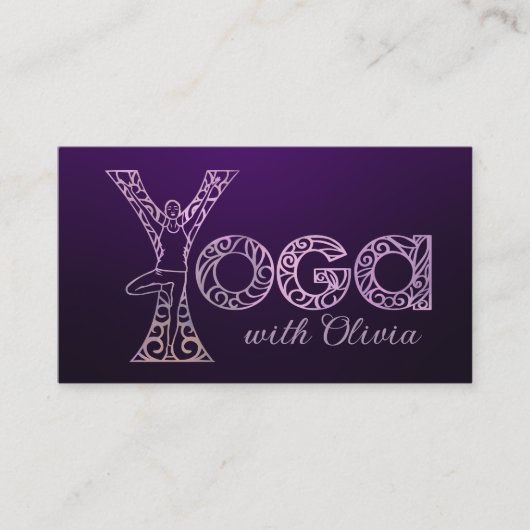 Yoga Tree Pose Word Zeichn Visitenkarte (Vorderseite)