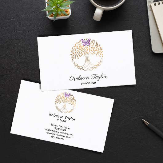Yoga trendy Life Coach Baum Landschaftsbusi Visitenkarte