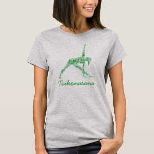 Yoga Triangle Pose Trikonasana in Grüntönen T-Shirt