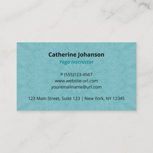 Yoga türkis Holistic, Mandala Hand gezeichnet Busi Visitenkarte (Rückseite)