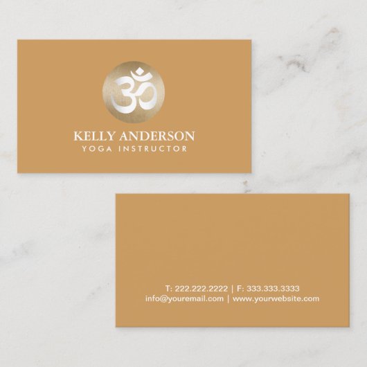 Yoga-u. Meditations-Goldom-Symbol-schlichte Orange Visitenkarte (Vorne/Hinten)