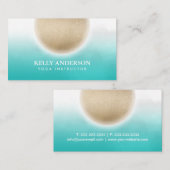 Yoga-u. Vermittlungs-Goldkreis-Grün-Aquarell Visitenkarte (Vorne/Hinten)