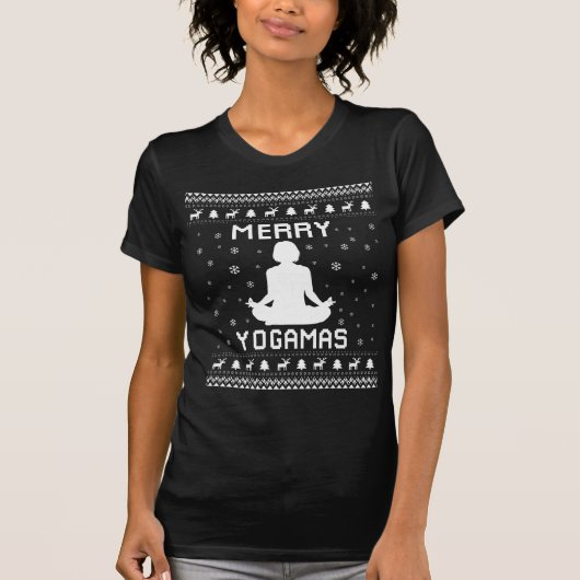 Yoga Ugly Christmas Sweater Geschenk T-Shirt (Vorderseite)