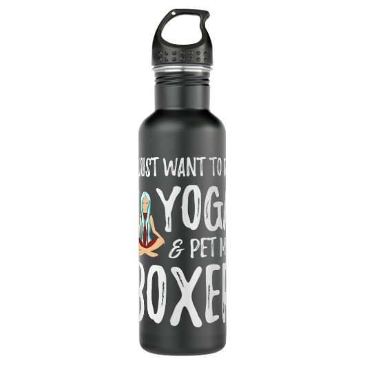 Yoga und Boxer für Funny Dog Mama Geschenk Idee Edelstahlflasche (Vorderseite)