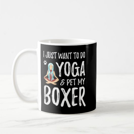 Yoga und Boxer für Funny Dog Mama Geschenk Idee Kaffeetasse (Links)