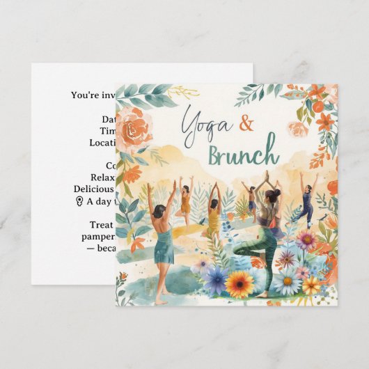 Yoga und Brunch Einladung (Vorne/Hinten)