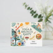 Yoga- und Brunch-Party Einladung Postkarte (Stehend Vorderseite)