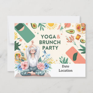 Yoga- und Brunch-Party Einladung Postkarte