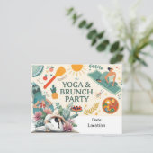 Yoga- und Brunch-Party Einladung Postkarte (Stehend Vorderseite)