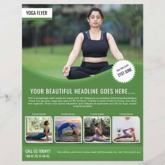 Yoga- und Fitness-Flugblattvorlage (Vorderseite)