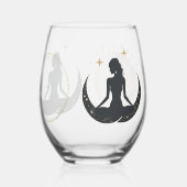 YOGA und Gold Astronomie-Muster Weinglas Ohne Stiel (Rückseite)