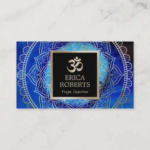 Yoga- und Meditationslehrer Mandala Elegant Blau Visitenkarte