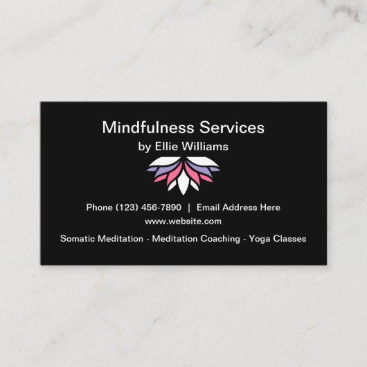 Yoga- und Mindfulminklassen Visitenkarte (Vorderseite)