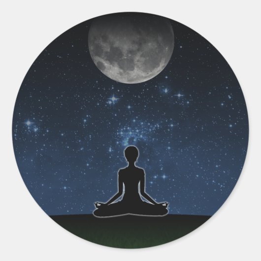 Yoga unter dem Mond Runder Aufkleber (Vorderseite)