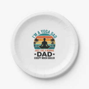 Yoga-Vater Vintage-Sonnenuntergang Lustiges Vater- Pappteller