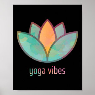 Yoga Vibes Lotus Bild Im Stylischen Wasserfarben D Poster