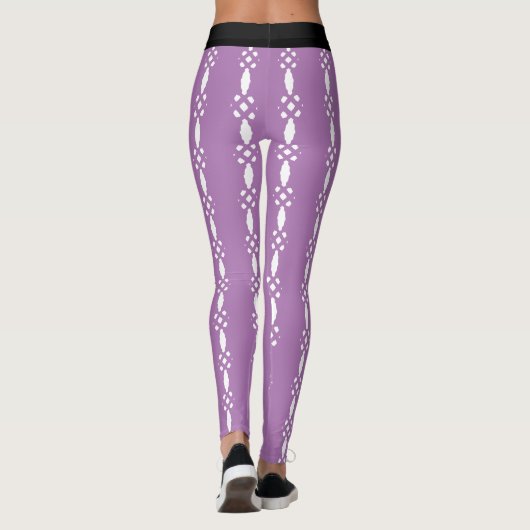 Yoga violet and White Pattern Leggings (Rückseite)