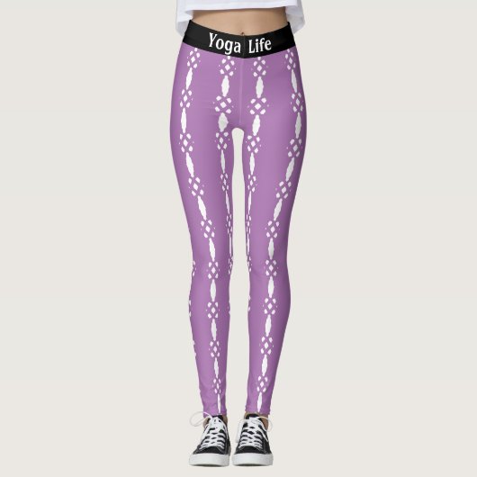 Yoga violet and White Pattern Leggings (Vorderseite)