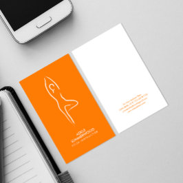 Yoga Vrksasana Line Art Symbol auf Orange Visitenkarte