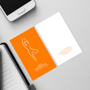 Yoga Vrksasana Line Art Symbol auf Orange Visitenkarte