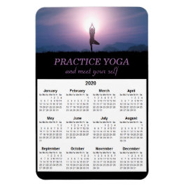 Yoga Vrksasana Pose Black Lila 2020 Kalender Magnet