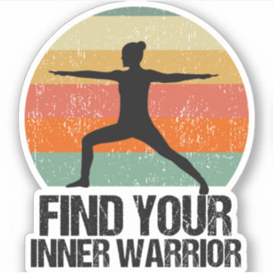 Yoga Warrior 2 Inspiration Quote Sunset Female Aufkleber