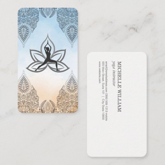 Yoga Warrior Pose | Mandala Pattern Visitenkarte (Vorne/Hinten)