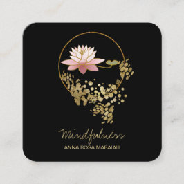 *~* Yoga Water Lily Lotus Mindfulful Glitzer Quadratische Visitenkarte