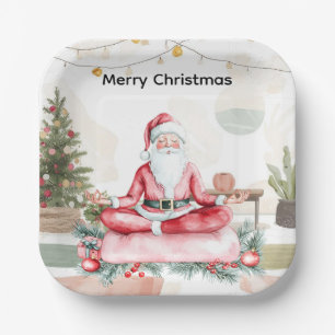 Yoga Weihnachten mit dem Weihnachtsmann in der Yog Pappteller