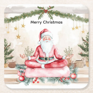 Yoga Weihnachten mit dem Weihnachtsmann in der Yog Rechteckiger Pappuntersetzer