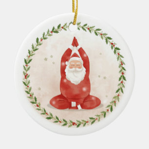 Yoga Weihnachten Santa Claus posiert Yoga Feiertag Keramik Ornament