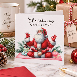 Yoga-Weihnachten Santa Claus Posing-Party-Einladun Feiertagskarte