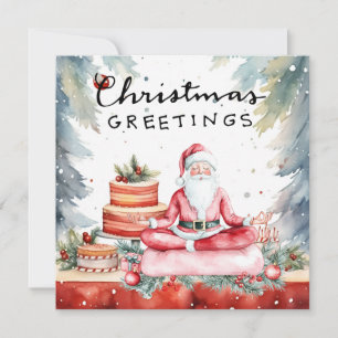 Yoga-Weihnachten Santa Claus Posing Party-Einladun Feiertagskarte